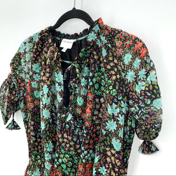 Skylar + Madison Mixed Berries Floral Smocked Mini Dress Size Medium - Picture 4 of 12